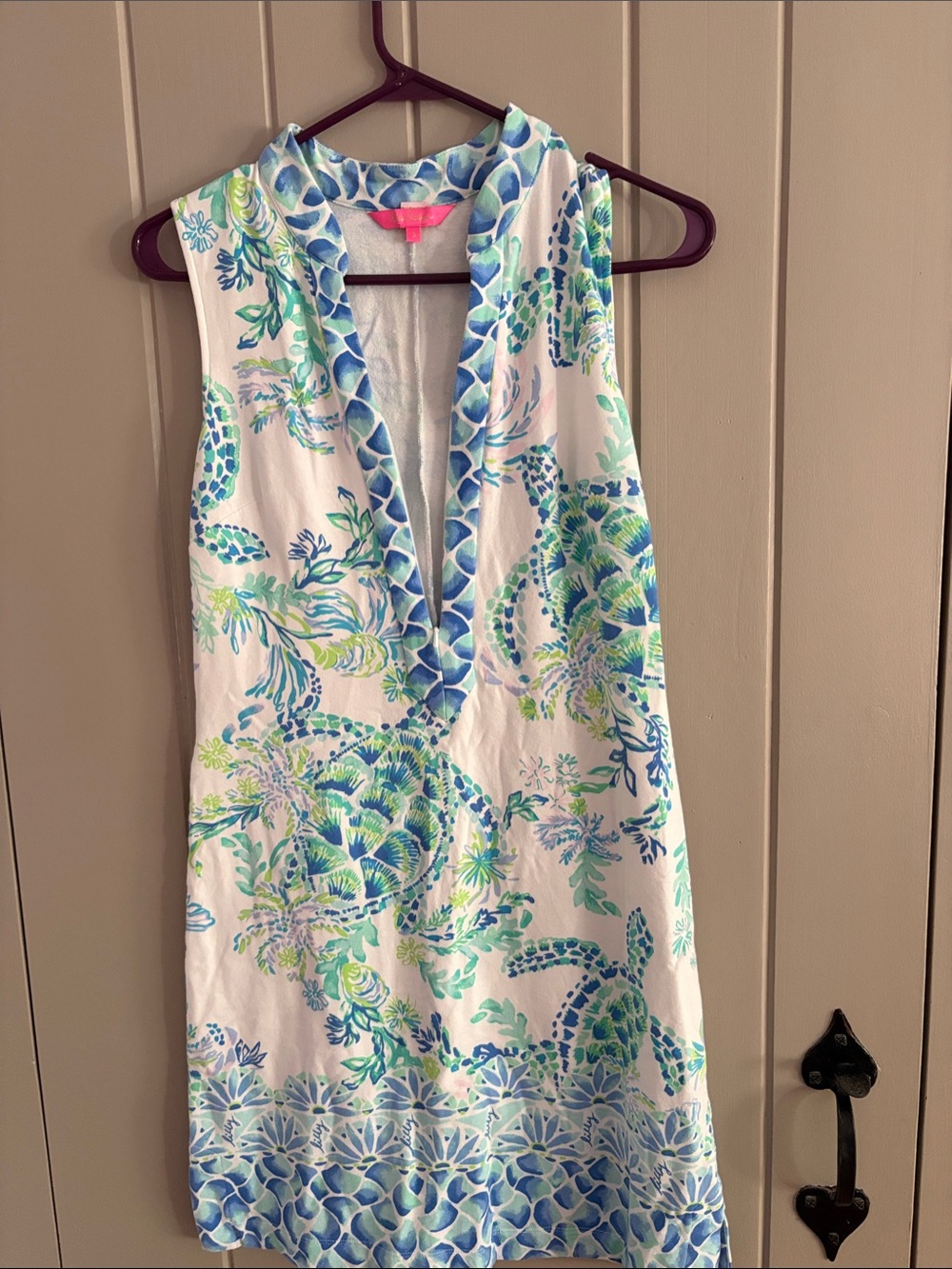 Lilly Pulitzer White Blue Green zip front dress